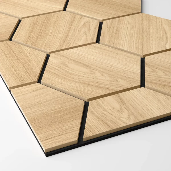 Ribbon-Hexagon Diamond Oak start panel with black acoustic felt