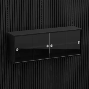 Brace wall cabinet Black Diamond Ash 1200 mm four sliding glass doors with Black Diamond Ash acoustic panels