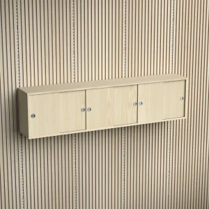 Brace wall cabinet Diamond Ash 1800 mm six sliding doors with Diamond Ash acoustic panels