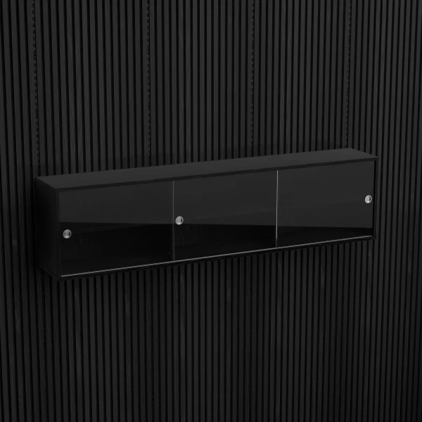 Brace wall cabinet Black Diamond Ash 1800 mm three sliding glass doors with Black Diamond Ash acoustic panels