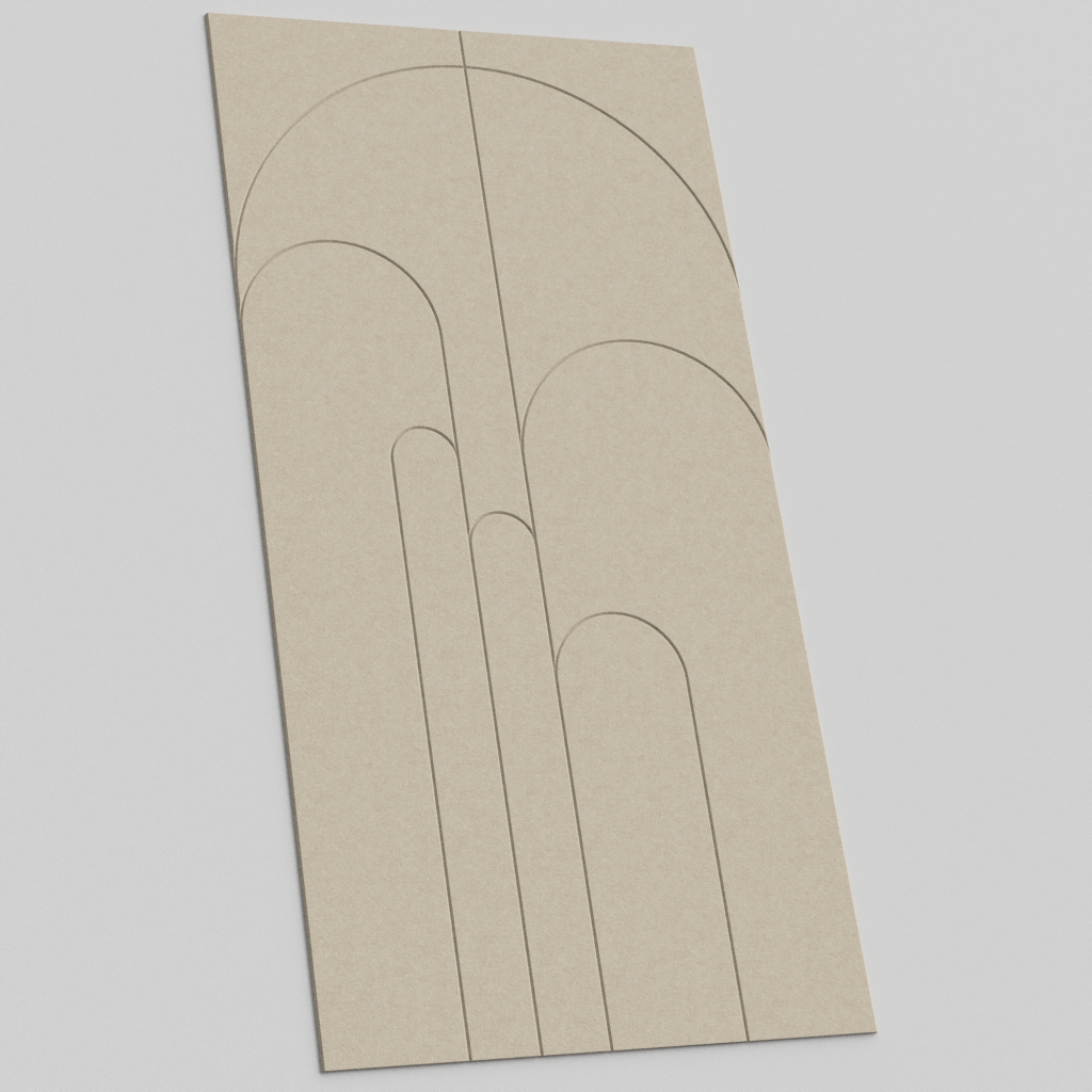 Pannello fonoassorbente in feltro RecoSilent Sandstone con motivo Silence Dome